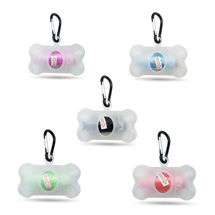 Bone-Shaped Transparent Pet Dog Poop Bag Set.