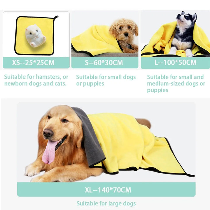 Quick-drying towels for dogs and cats, soft fiber, highly absorbent