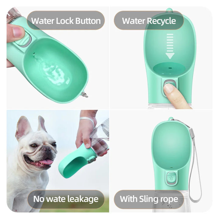 Portable dog water bottle suitable for dogs and cats, leakproof.