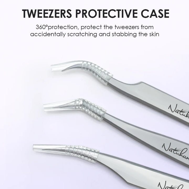 Stainless steel eyelash extension tweezers, high precision, anti-static.